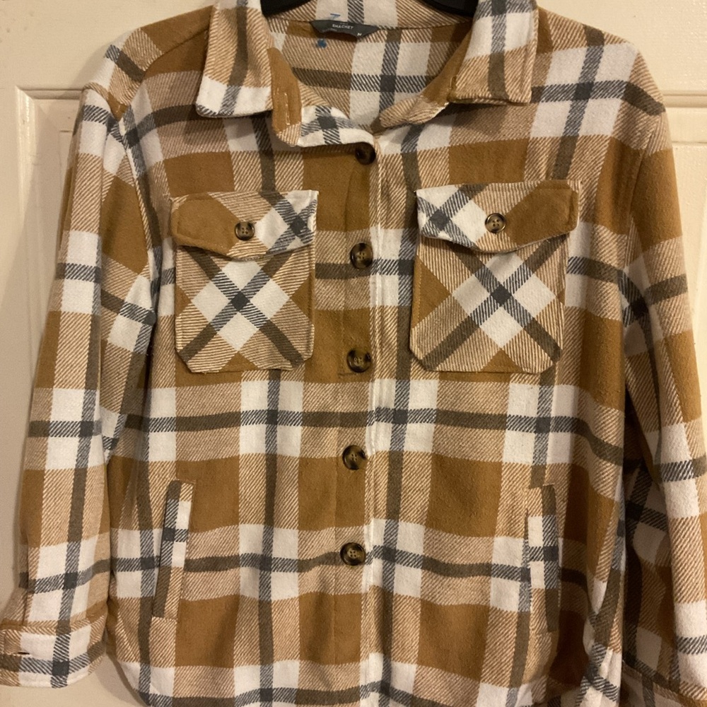 WOMENS PLAID FLANNEL SHACKET/JACKET SZ.M. 46C30L